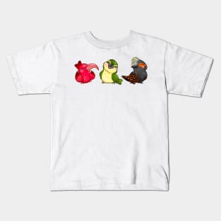 Native Hawaiian Birds - ‘I’iwi, Kiwikiu, ‘Akohekohe Kids T-Shirt